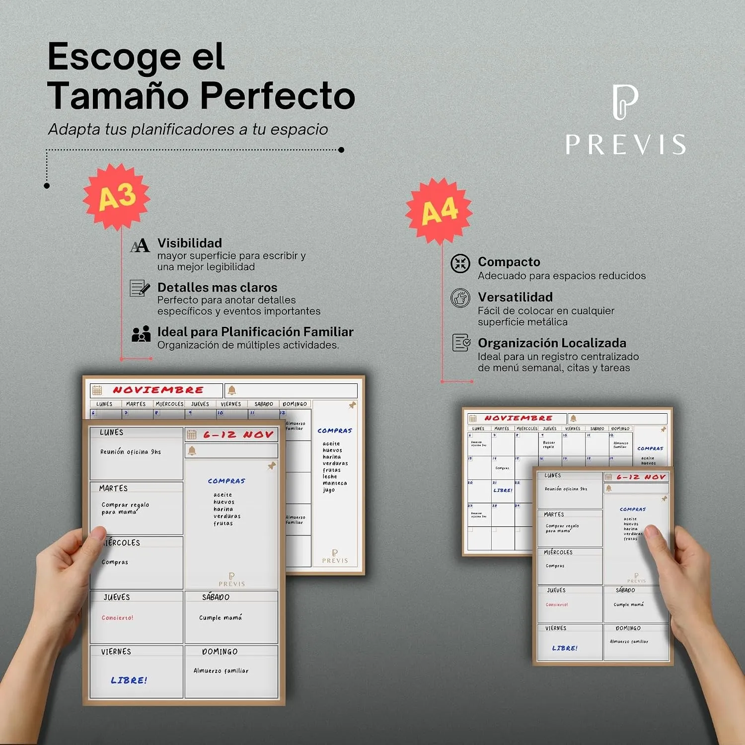 Pack calendario mensual + planificador semanal magnético Pack A4 — miniatura 5