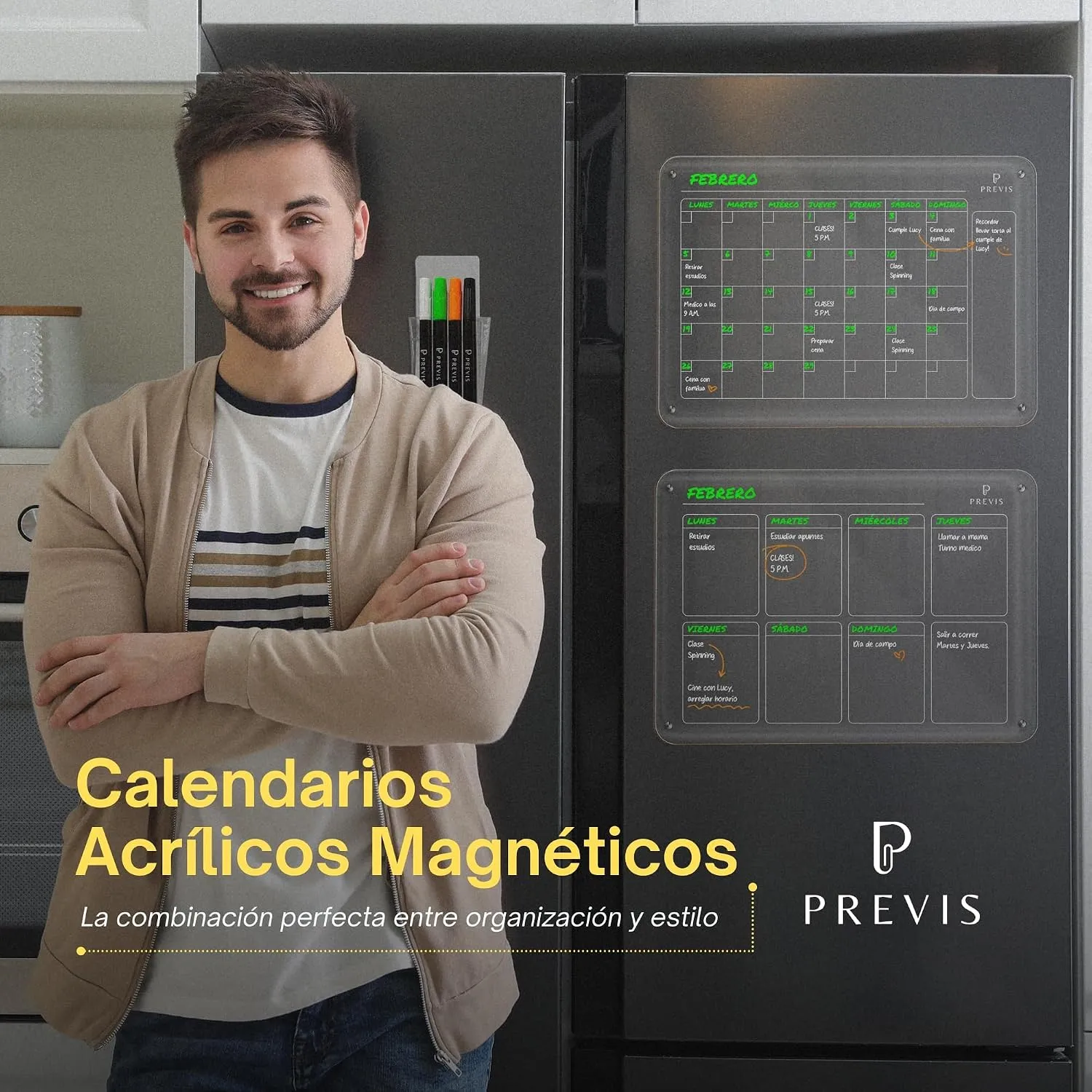 Kit de 2 pizarras acrílicas transparentes: semanal y mensual — Kit A3, imagen 3