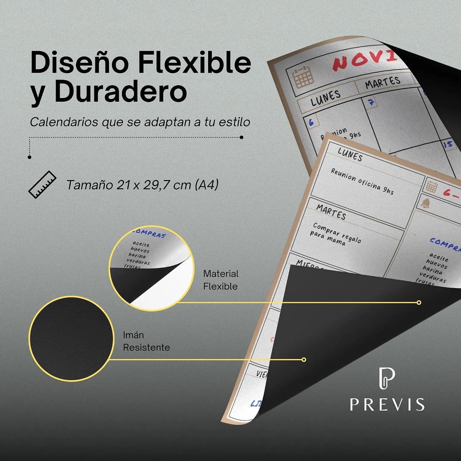 Pack calendario mensual + planificador semanal magnético Pack A4 — miniatura 3