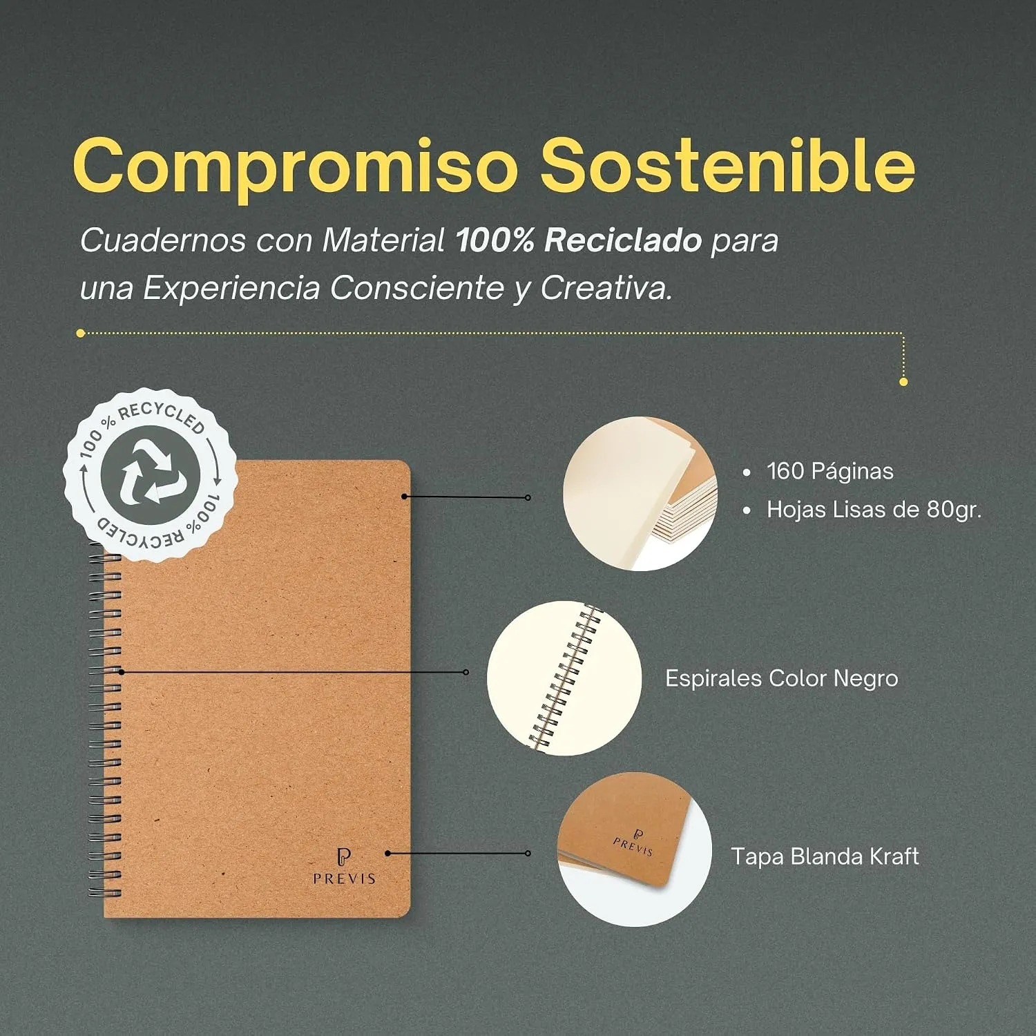Libretas A5 de papel reciclado, pack de 4 Pack 4 · Clásica — miniatura 4