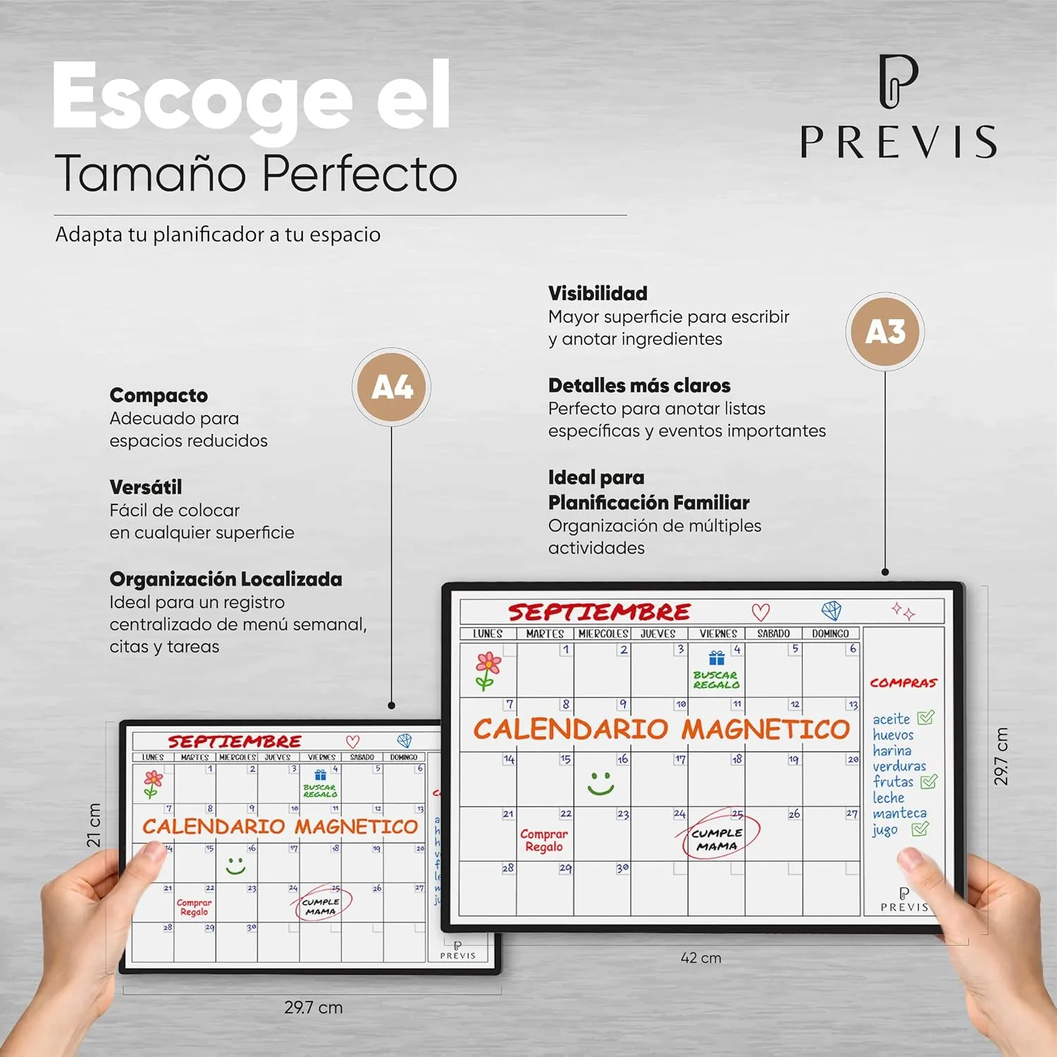 Calendario magnético para nevera con lista de la compra A4 · 21×30 cm — miniatura 5
