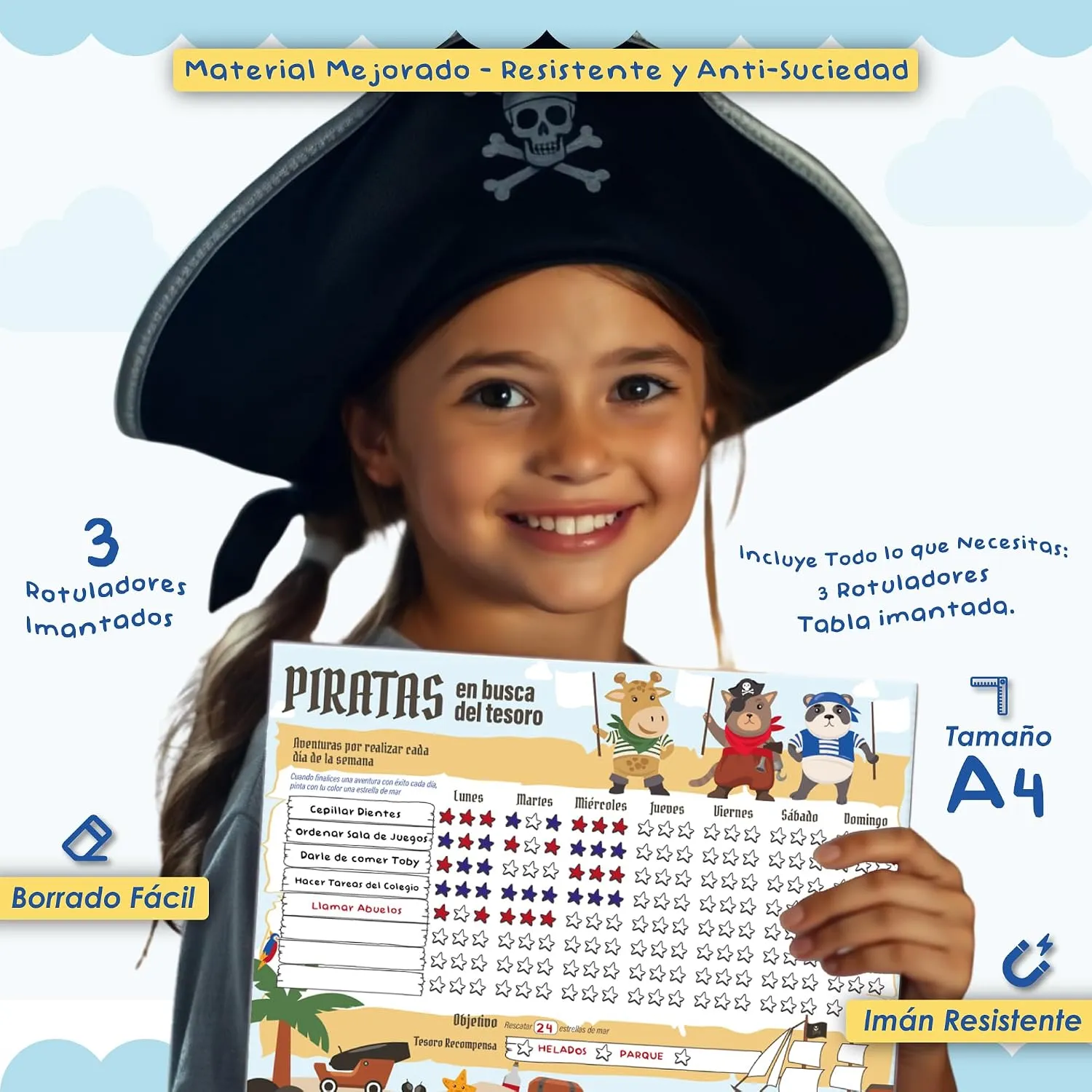 Tabla de recompensas magnética para niños — Piratas, imagen 2