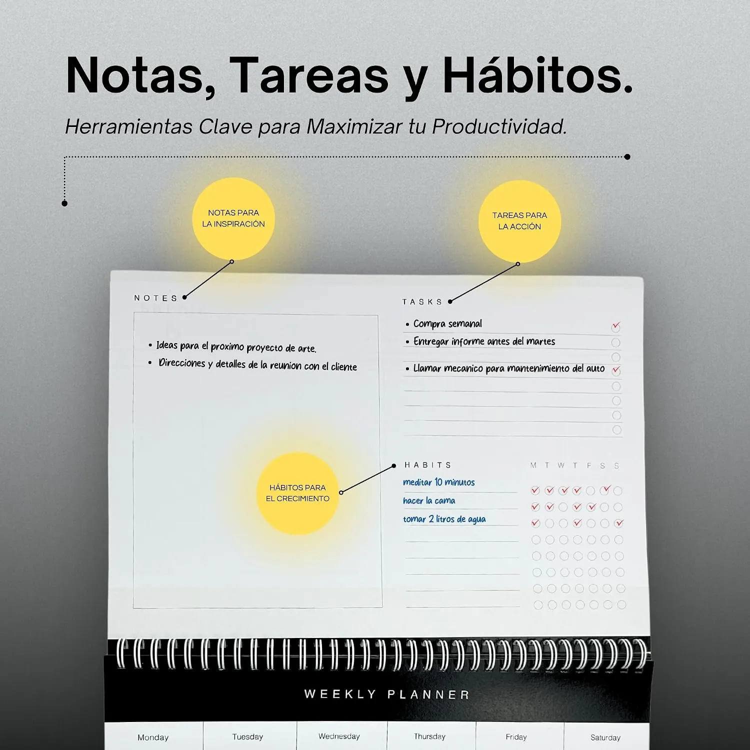 Planificador semanal A4 de sobremesa, 50 semanas A4 · 50 hojas — miniatura 4