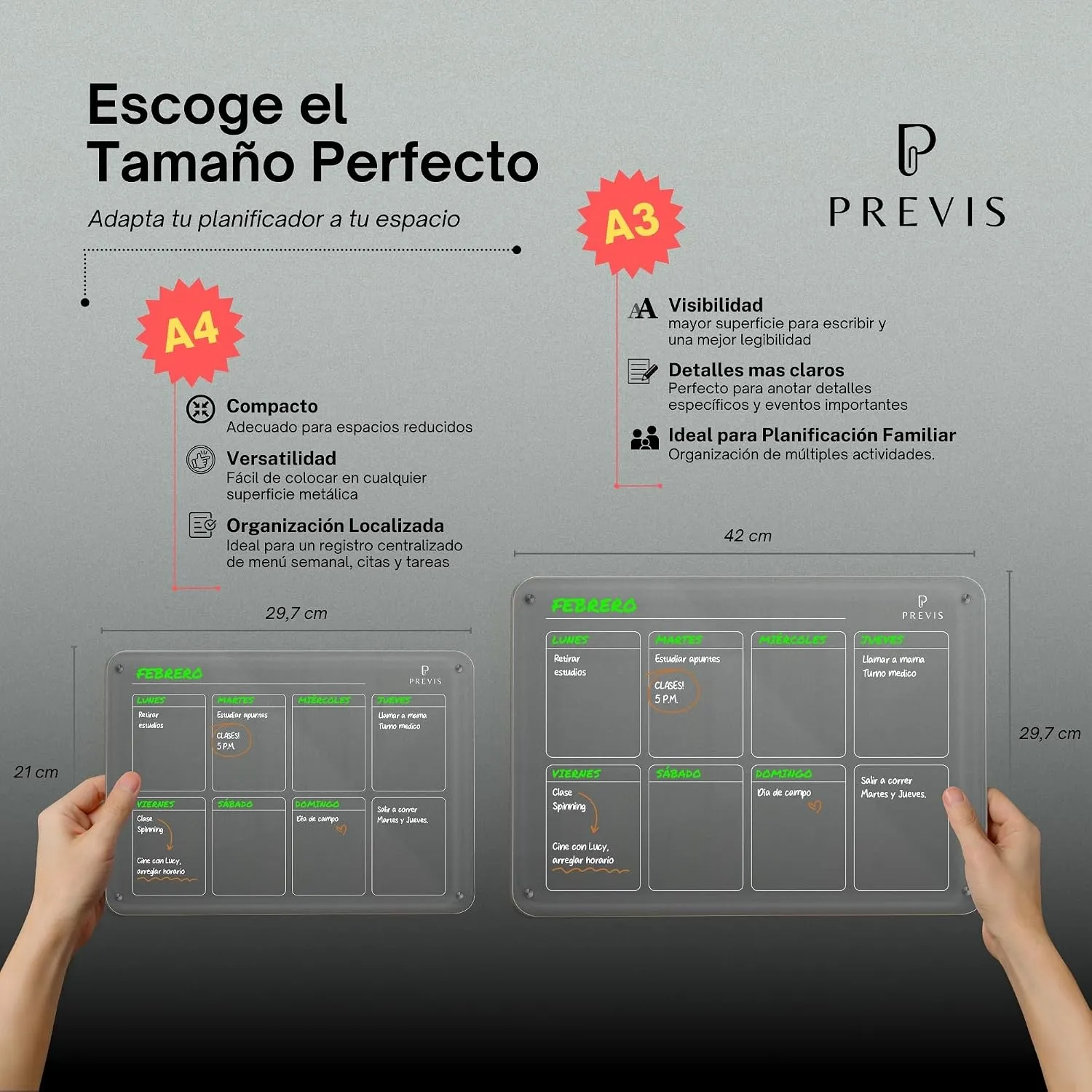 Kit de 2 pizarras acrílicas transparentes: semanal y mensual — Kit A4, imagen 6