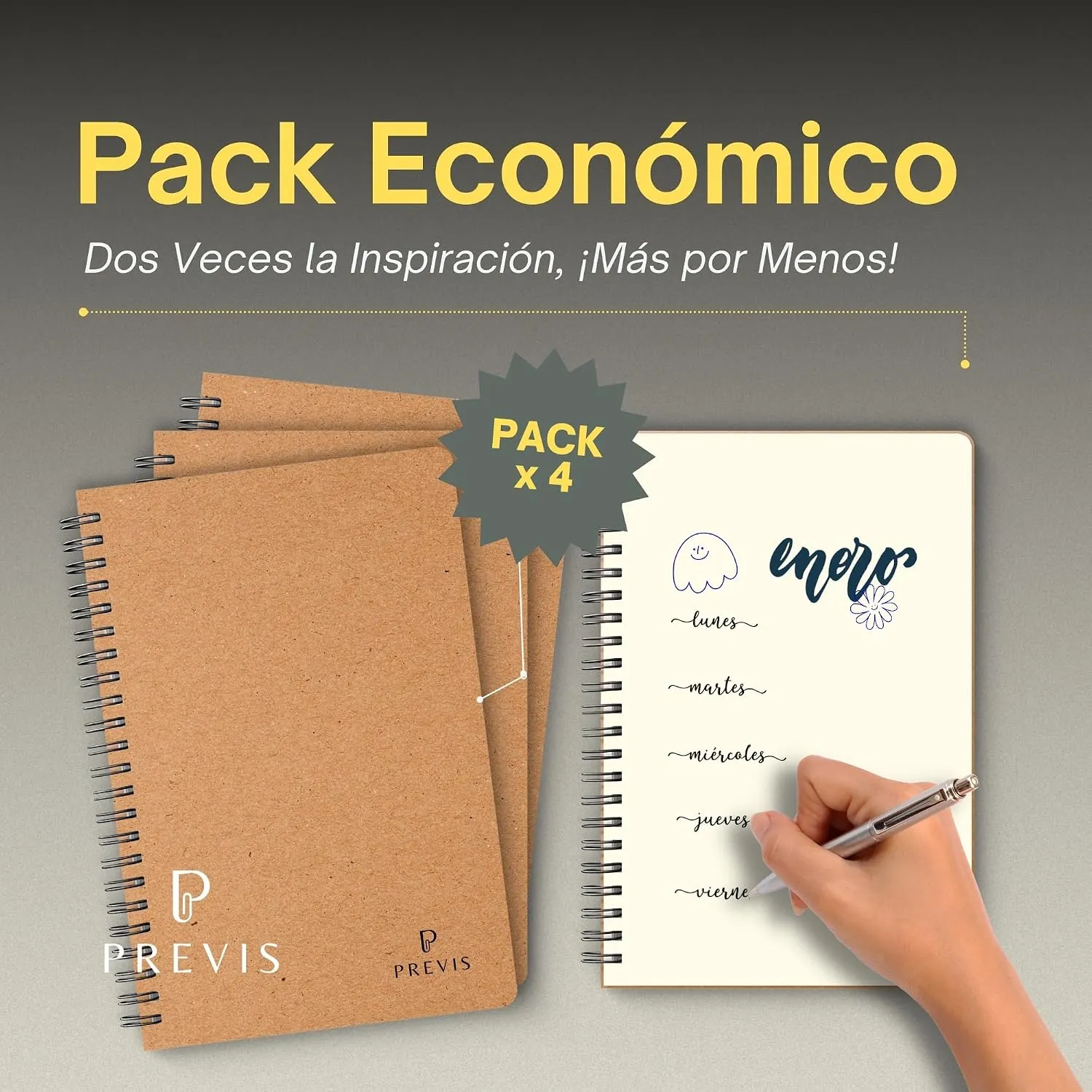 Libretas A5 de papel reciclado, pack de 4 Pack 4 · Clásica — miniatura 6