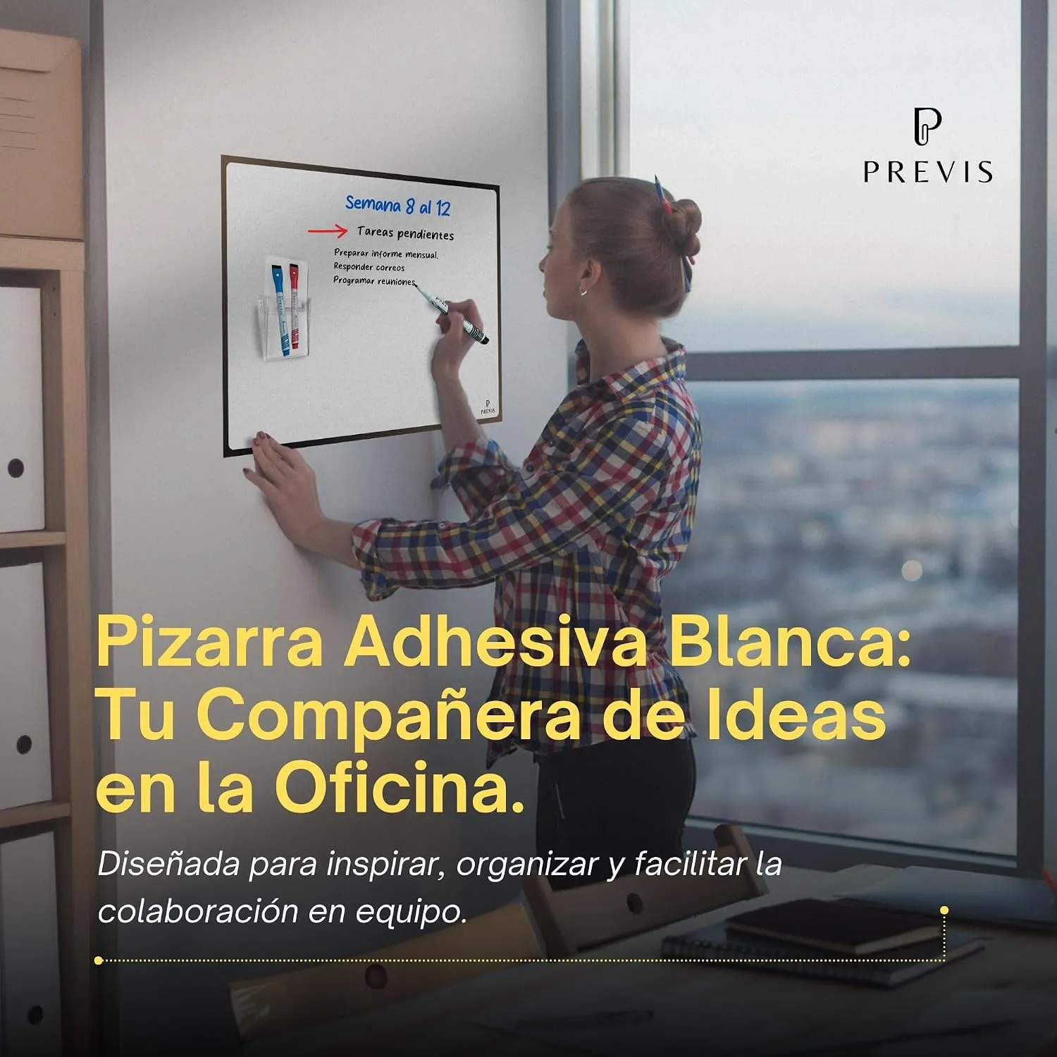 Pizarra blanca adhesiva magnética para pared A2 · 60×40 cm — miniatura 2