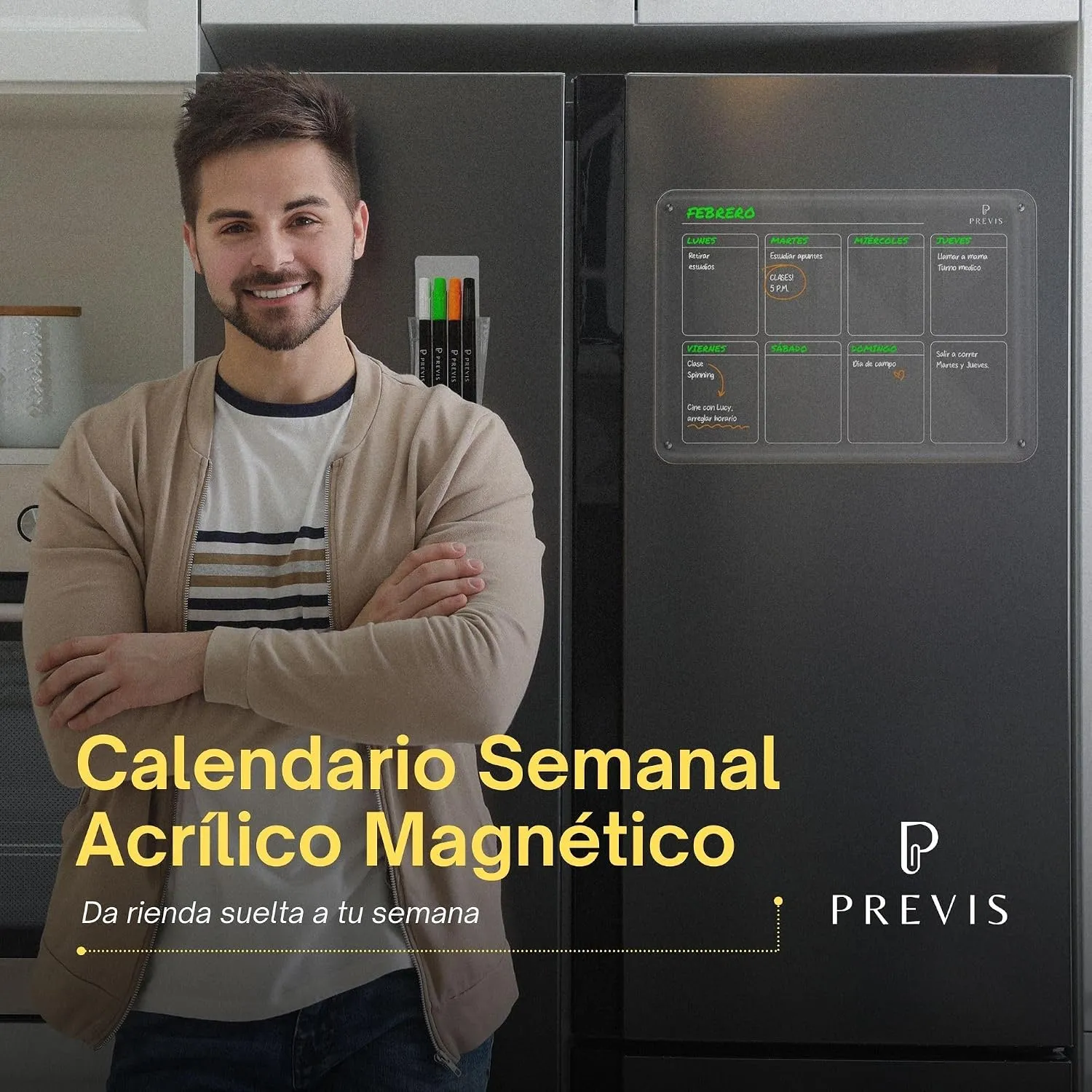 Pizarra acrílica semanal transparente para nevera A3 · 30×40 cm — miniatura 3