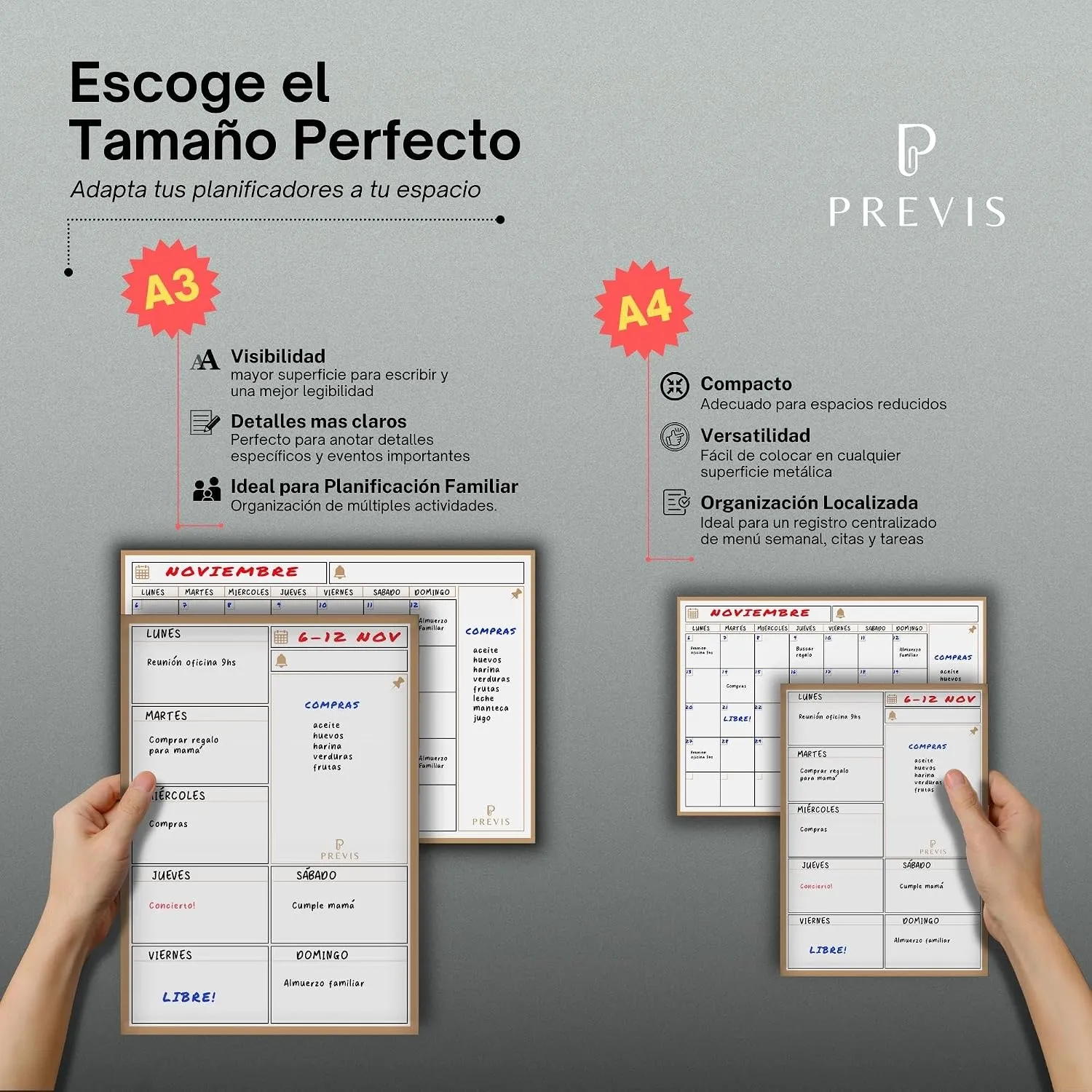 Pack calendario mensual + planificador semanal magnético Pack A3 — miniatura 5