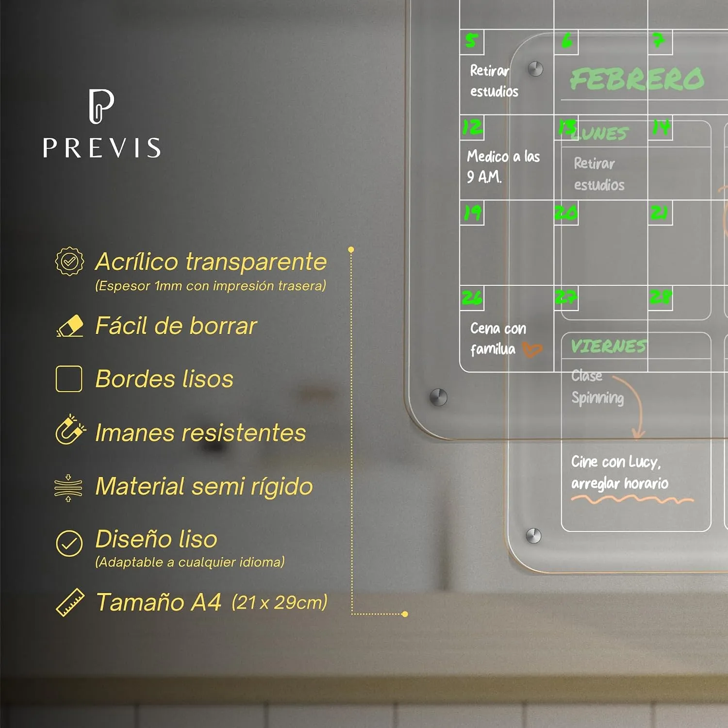 Kit de 2 pizarras acrílicas transparentes: semanal y mensual — Kit A3, imagen 4