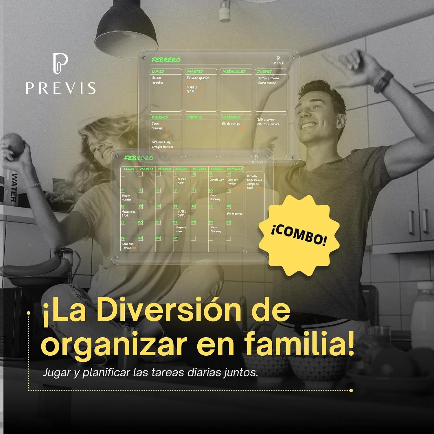 Kit de 2 pizarras acrílicas transparentes: semanal y mensual — Kit A4, imagen 7