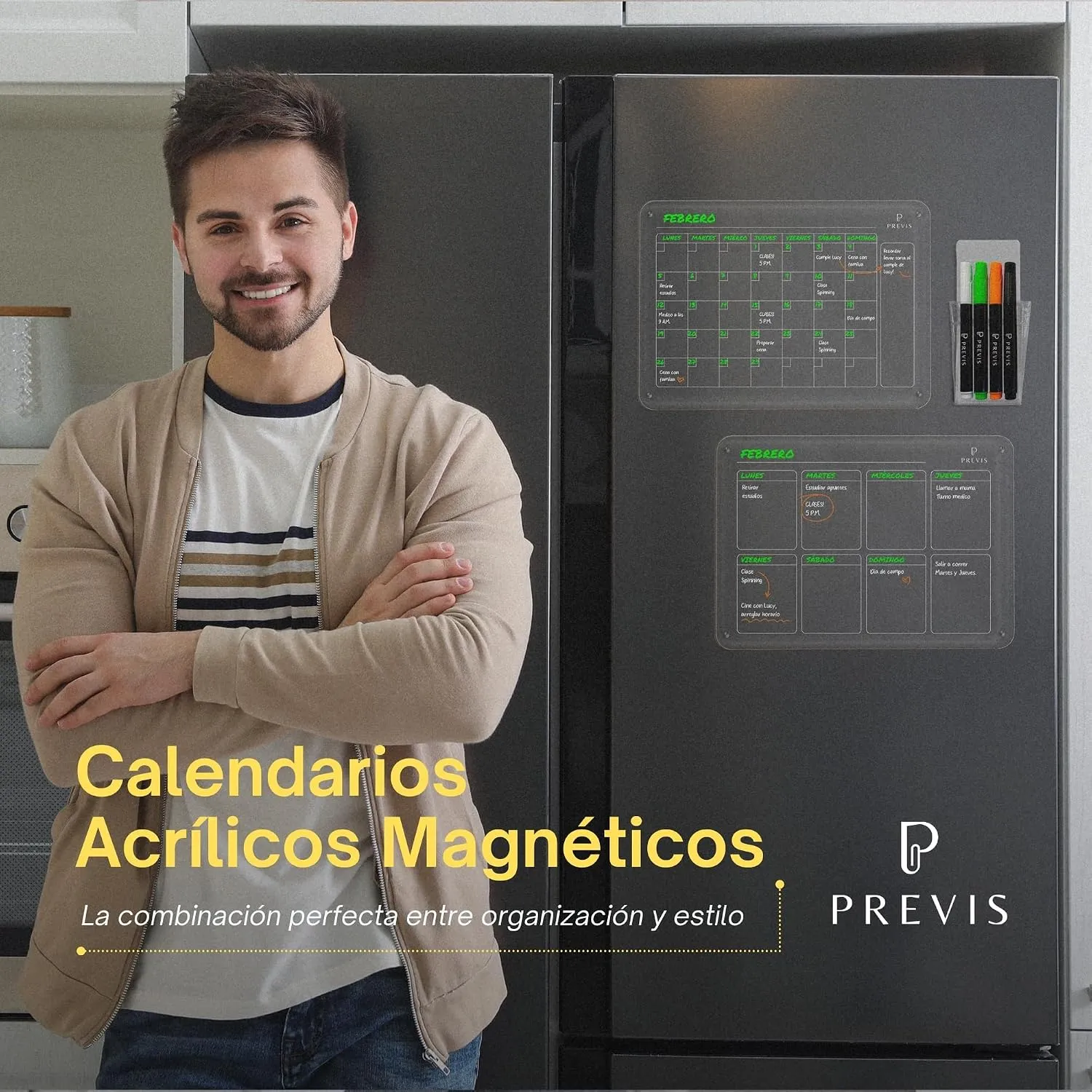 Kit de 2 pizarras acrílicas transparentes: semanal y mensual — Kit A4, imagen 3