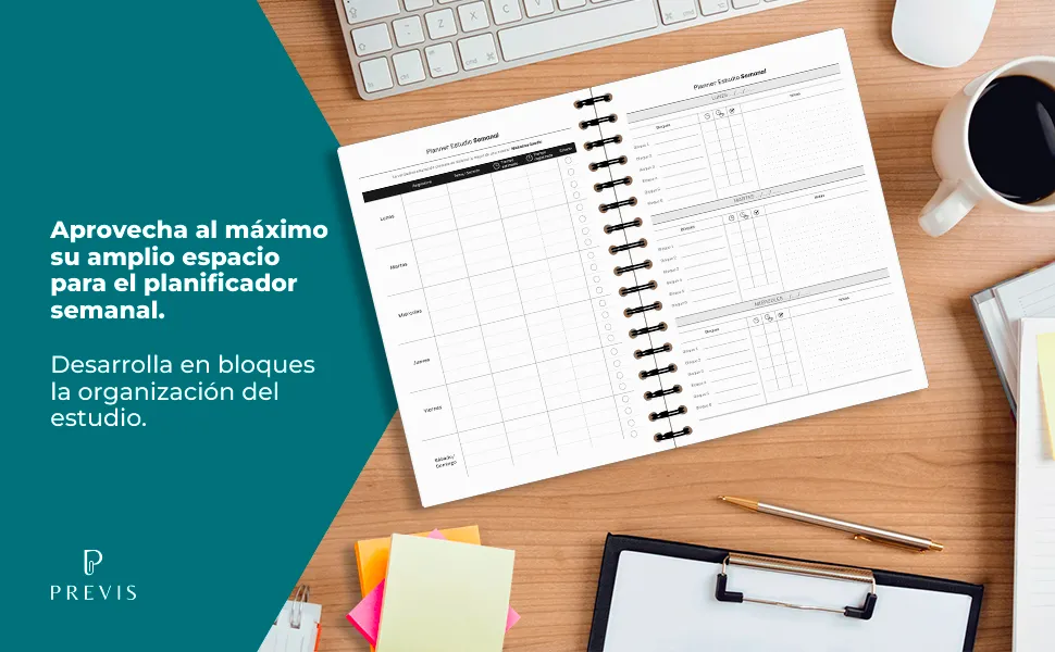 Agenda para opositores A5: planificador de estudio: detalle de uso 2