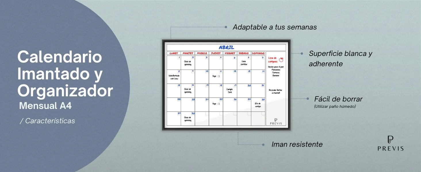 Calendario magnético para nevera con lista de la compra: detalle de uso 6