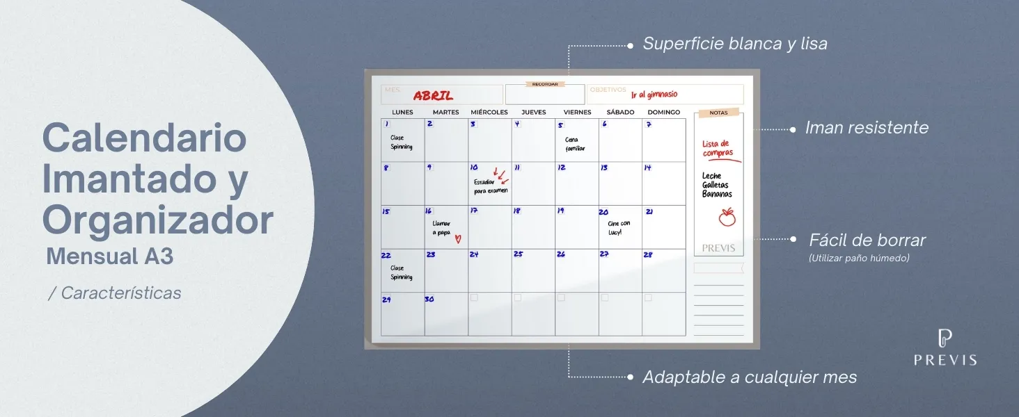 Calendario de nevera con imán mensual Soluna: detalle de uso 6