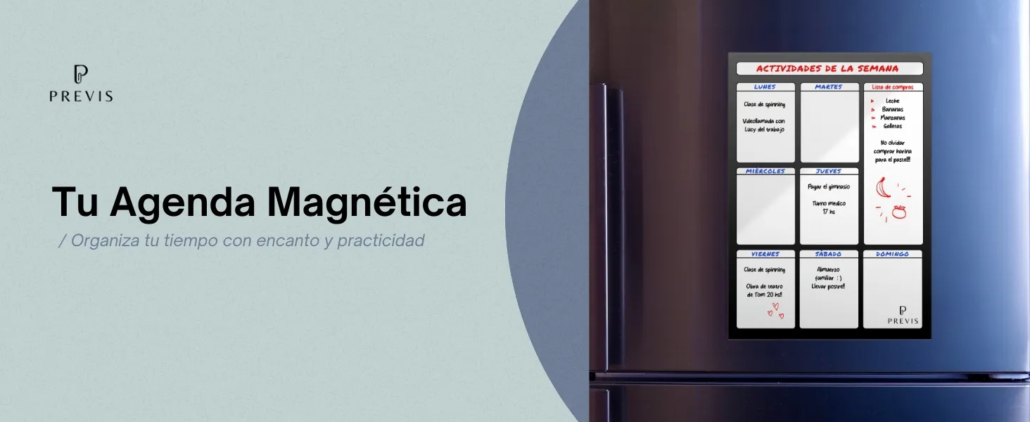 Planificador semanal magnético con lista de la compra: detalle de uso 1