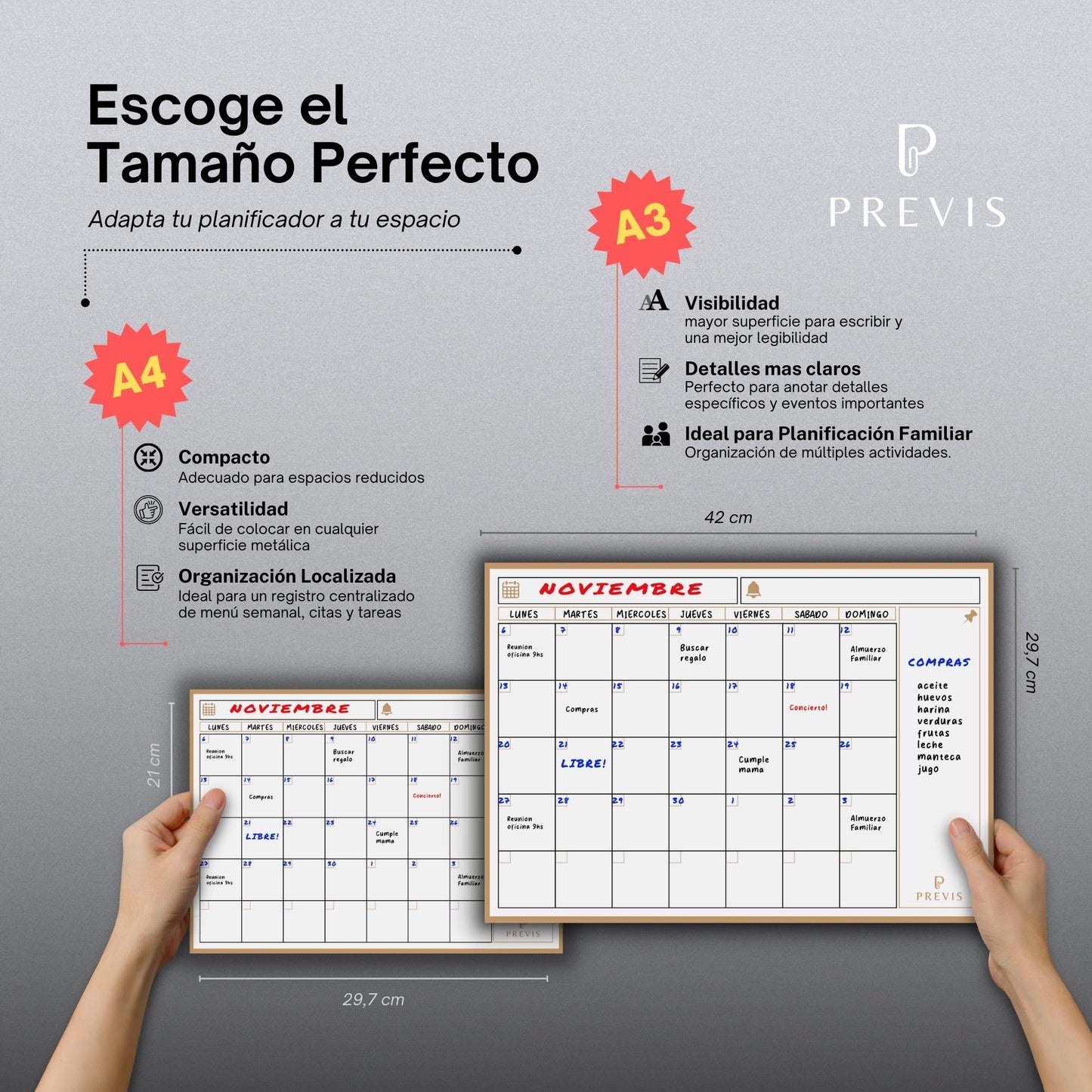 Calendario magnetico da frigorifero A4 con pennarelli premium - Agenda mensile magnetica per organizzare mese, famiglia, appuntamenti ed eventi 