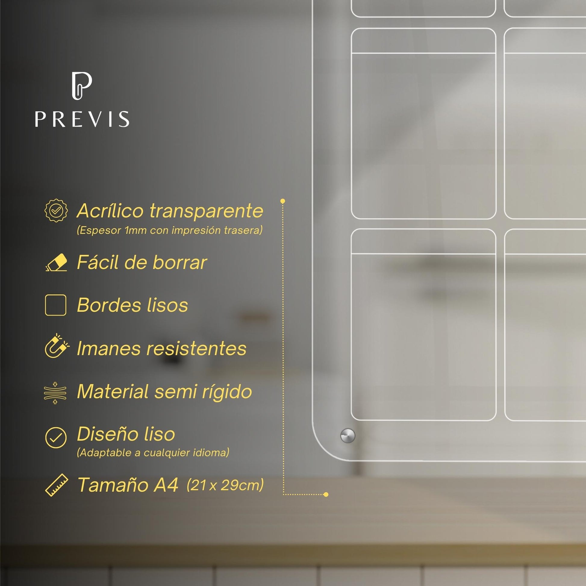 Lavagna settimanale magnetica trasparente per frigorifero A4 (21X29,7 –  PREVIS BRAND