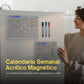 Kit de 2 Tableau Magnétique Réfrigérateur Acrylique Transparent A4 (21X29.7CM) (Hebdomadaire + Mensuel) + 4 Marqueurs - Réfrigérateurs Blancs 