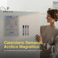 Lavagna Magnetica Frigo Settimanale Trasparente A4 (21X29,7 cm) con 4 Pennarelli - Stampa Nera per Frigoriferi Bianchi 